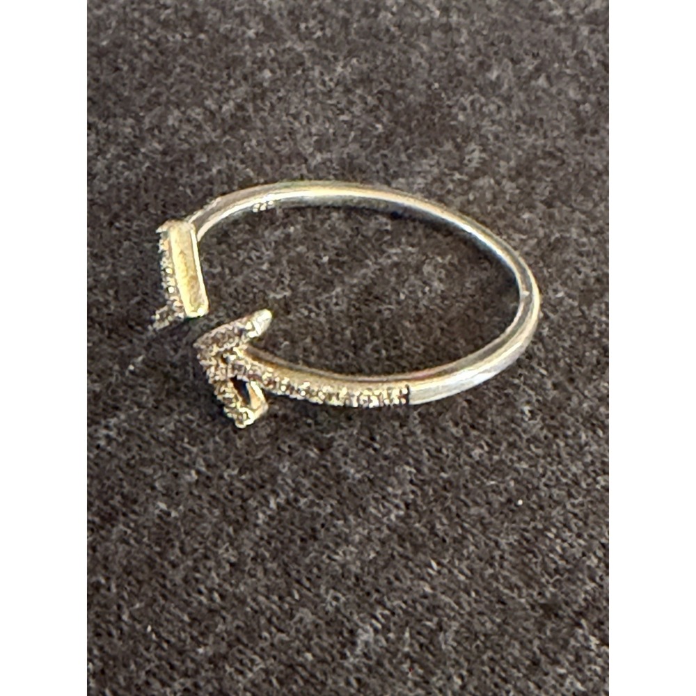 Solid 925 Sterling Silver Simple Arrow CZ Adjustable Ring Size 10 #346 - Picture 4 of 5